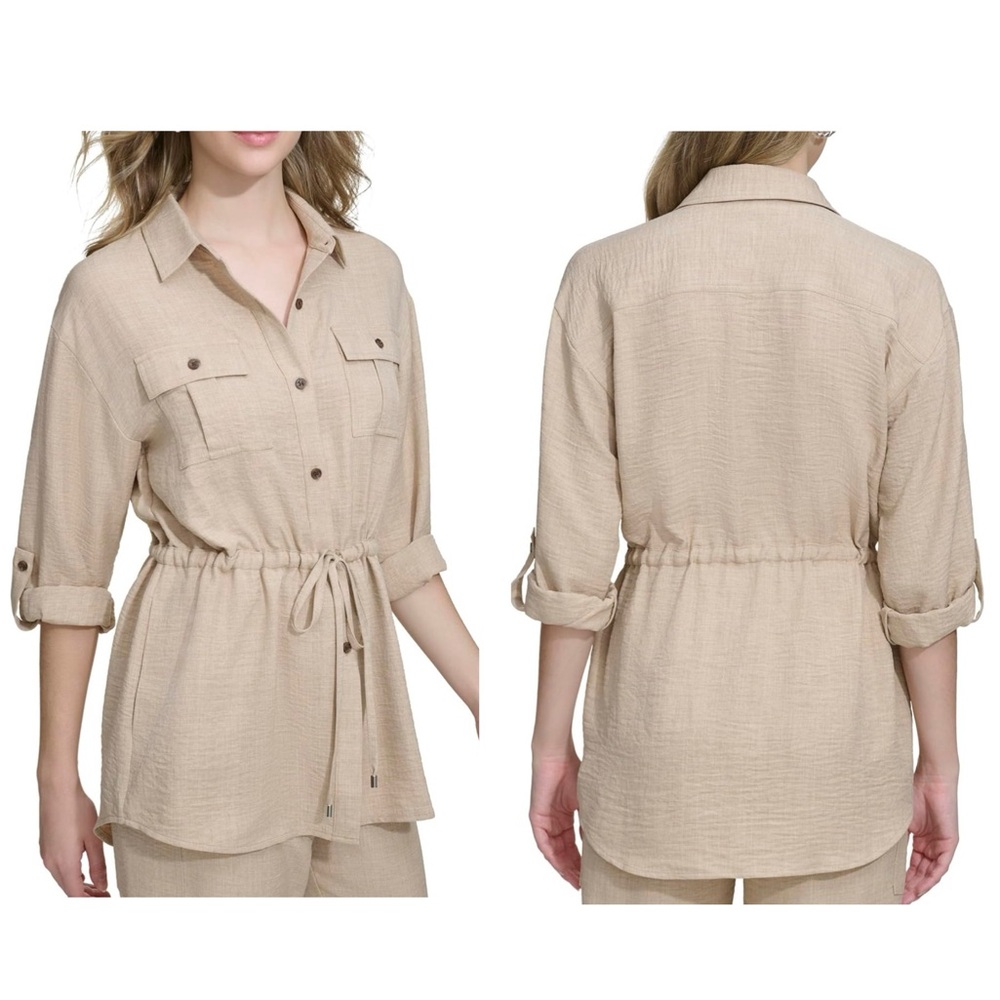 Calvin Klein tunic button up top in khaki